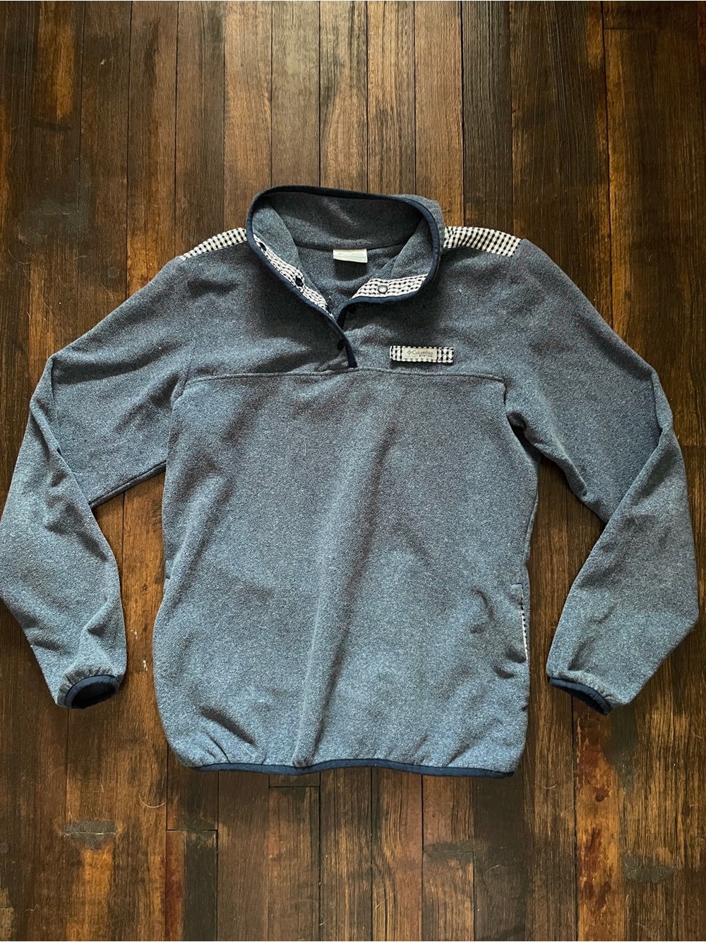 Columbia fleece pullover snap button small s blue